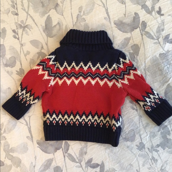 Baby Gap Red Navy White Cardigan Sweater 3/6 months - Picture 2 of 6